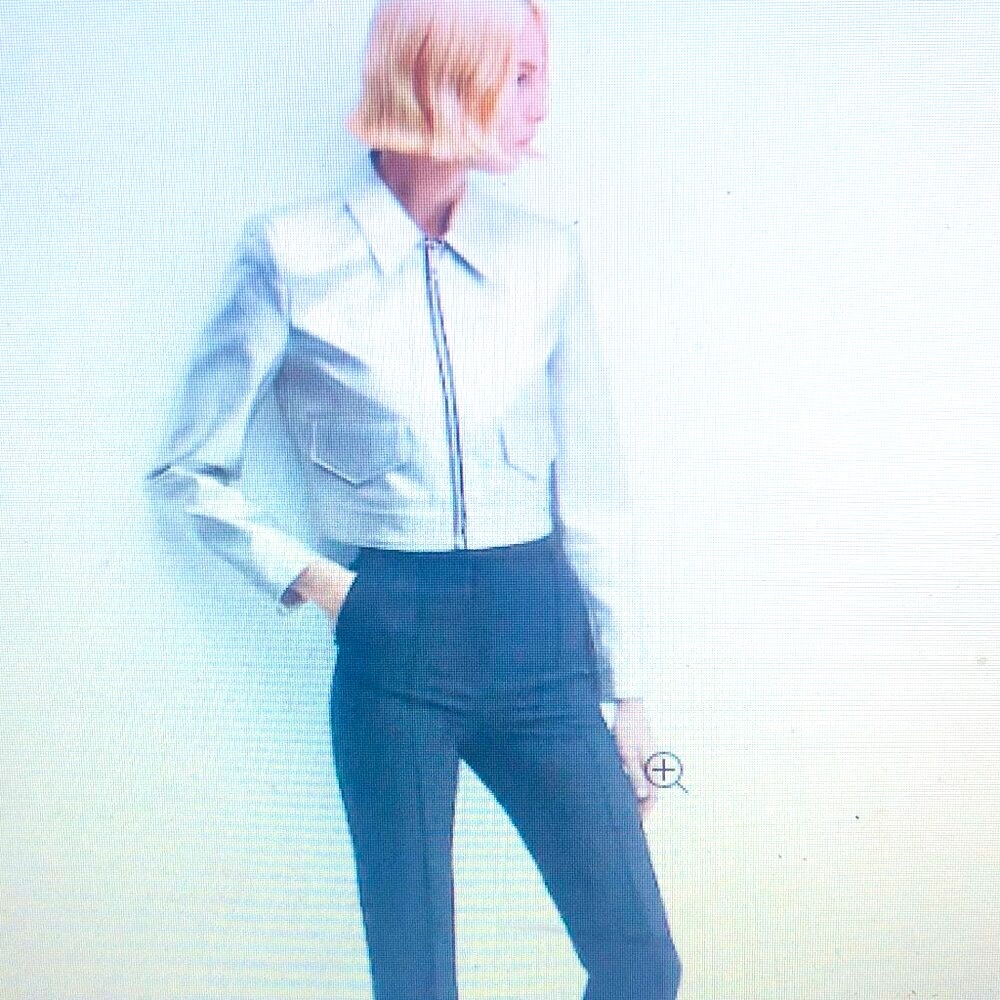 Mango Metallic Silver Cropped Jacket - Sz L